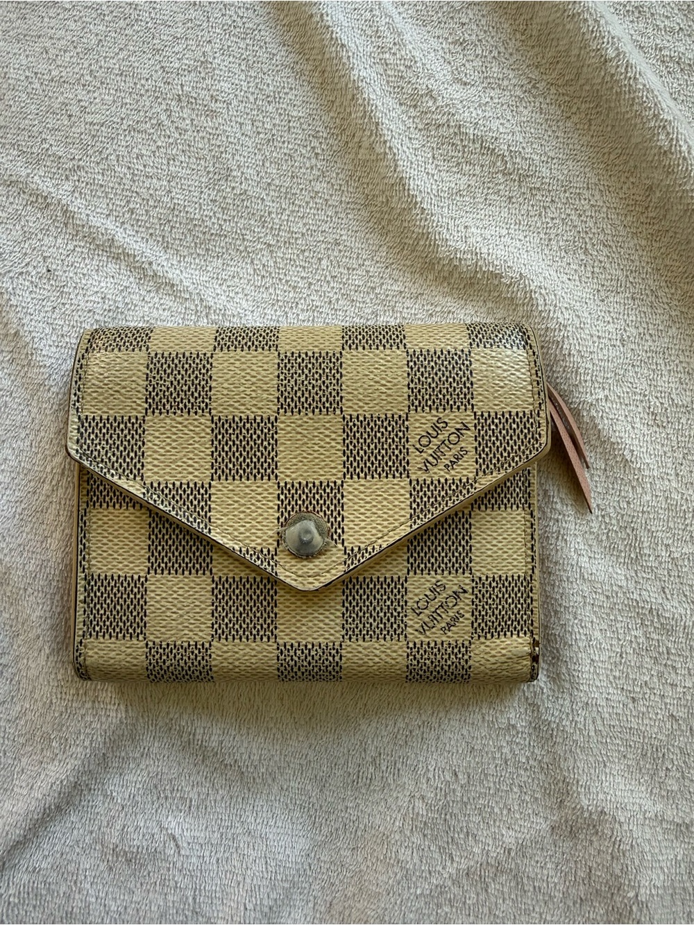 Louis Vuitton Damier Azur Checkered Beige and Brown Wallet